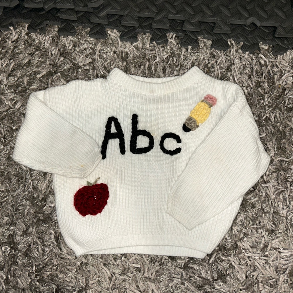 Kids White Sweater with ABC Design